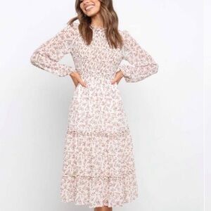 Petal & Pup Cream and Red Floral Midi Dress